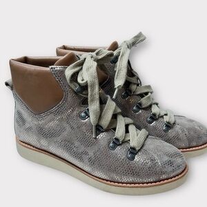 Bionica Natick Gold Lace Up boot ankle bootie sneakers metallic snakeskin
